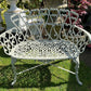 White Love Seat Patio Set with Bench in Pebble Grey