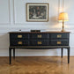 Stag minstrel black gold console table/ mid century modern vintage sideboard
