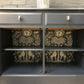 MADE TO ORDER: Vintage sideboard/buffet with wallpaper fronts, drawers – Dark navy sideboard, Giraffe themed wallpaper