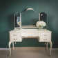 Upcycled French style vintage Cream Dressing Table, vanity with large triple mirror and gold details,