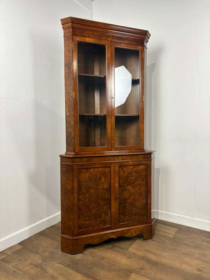 Reproduction Burr Walnut Corner Cabinet