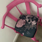 Antique Upcycled Corner Chair with Skull & Flower pattern seat