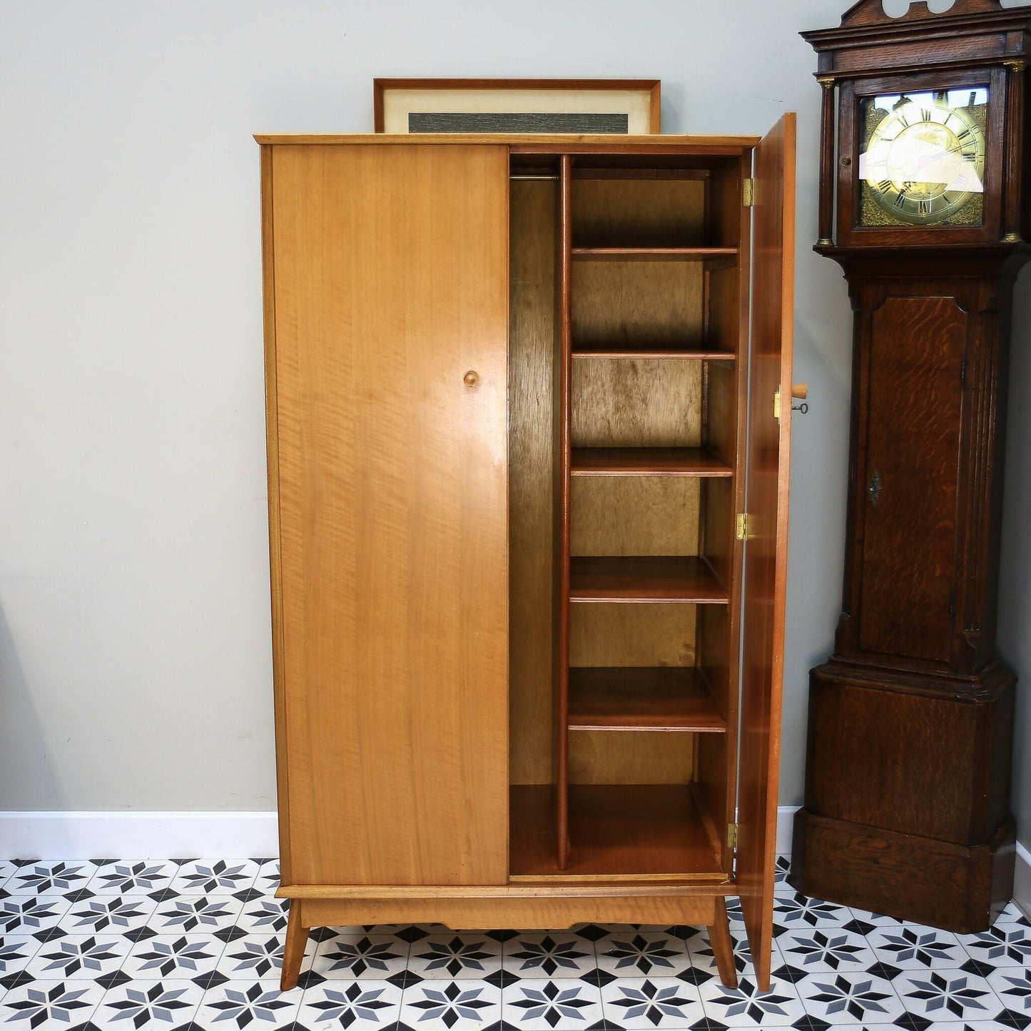 Alfred Cox Double Wardrobe in Walnut 1950s with Splayed Legs