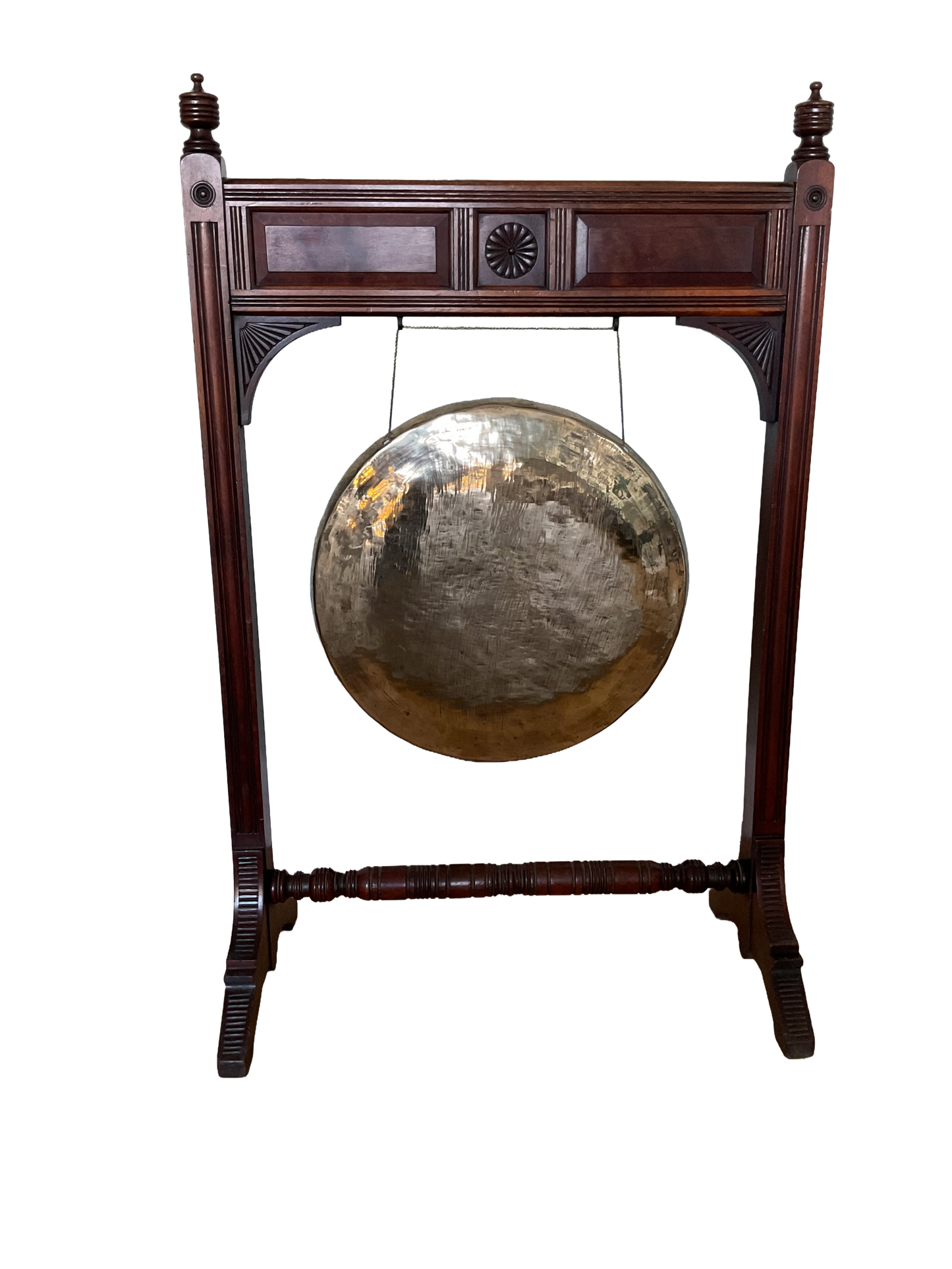 Walnut-Framed Dinner Gong with Brass Gong