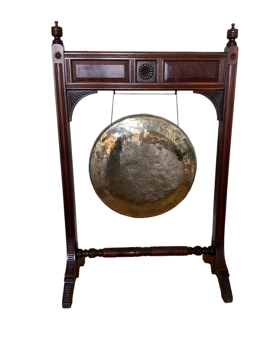 Walnut-Framed Dinner Gong with Brass Gong