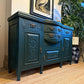 Newly refurbished antique sideboard solid oak green Edwardian