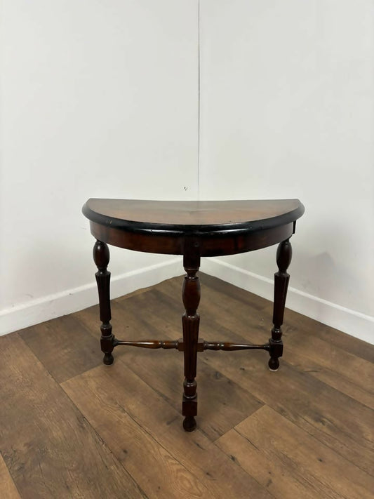 Antique Style Demi Lune Side Table on Reeded Supports