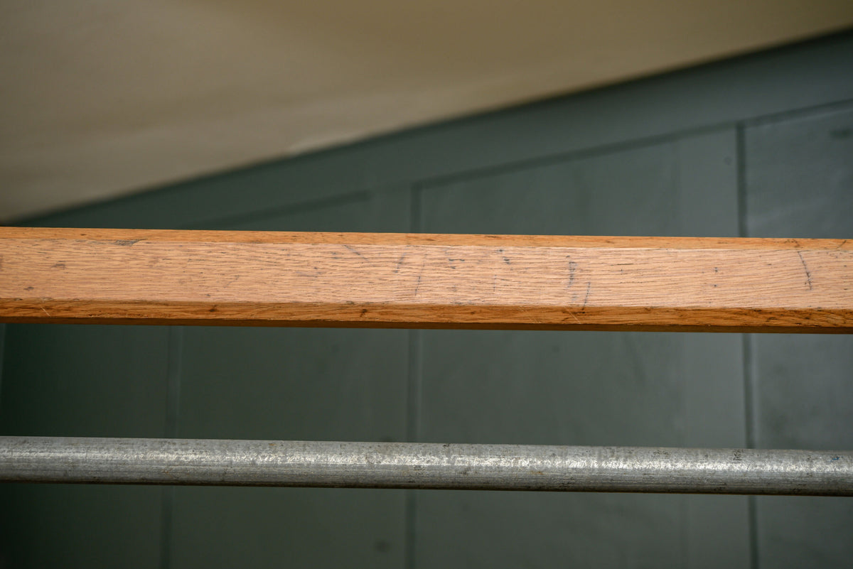 Antique Oak Shop/Cloakroom Clothes Hanging Rail - Coat Rack - Open Wardrobe
