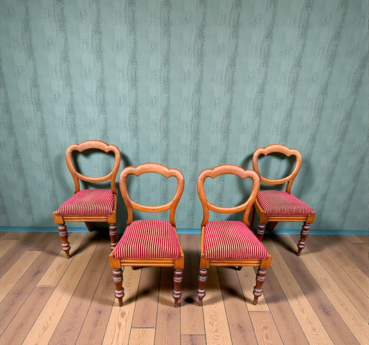 Set of Four Victorian Mahogany Balloon Back Chairs