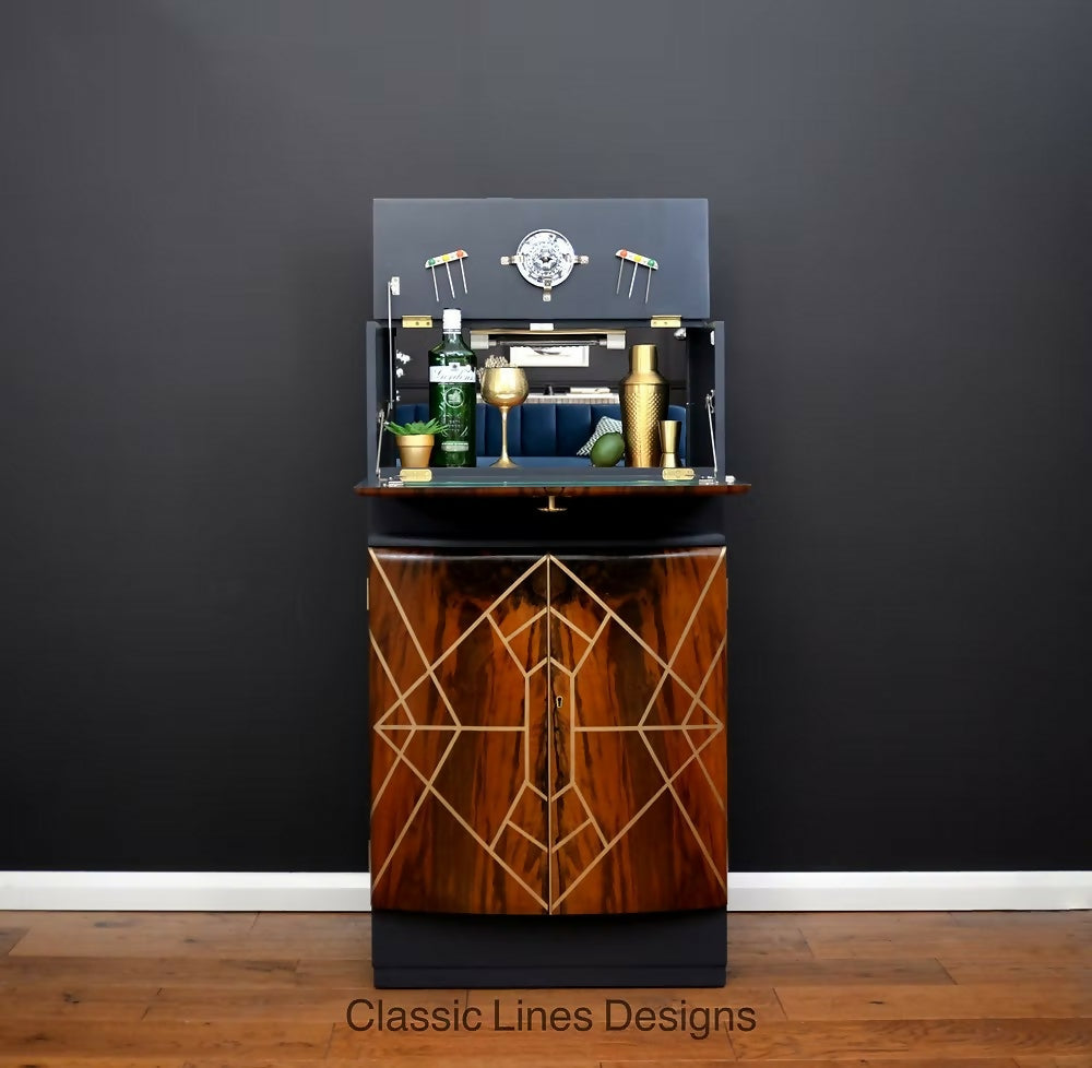 "Kikko" Art Deco Cocktail Cabinet, Vintage 1950s Drinks Cabinet