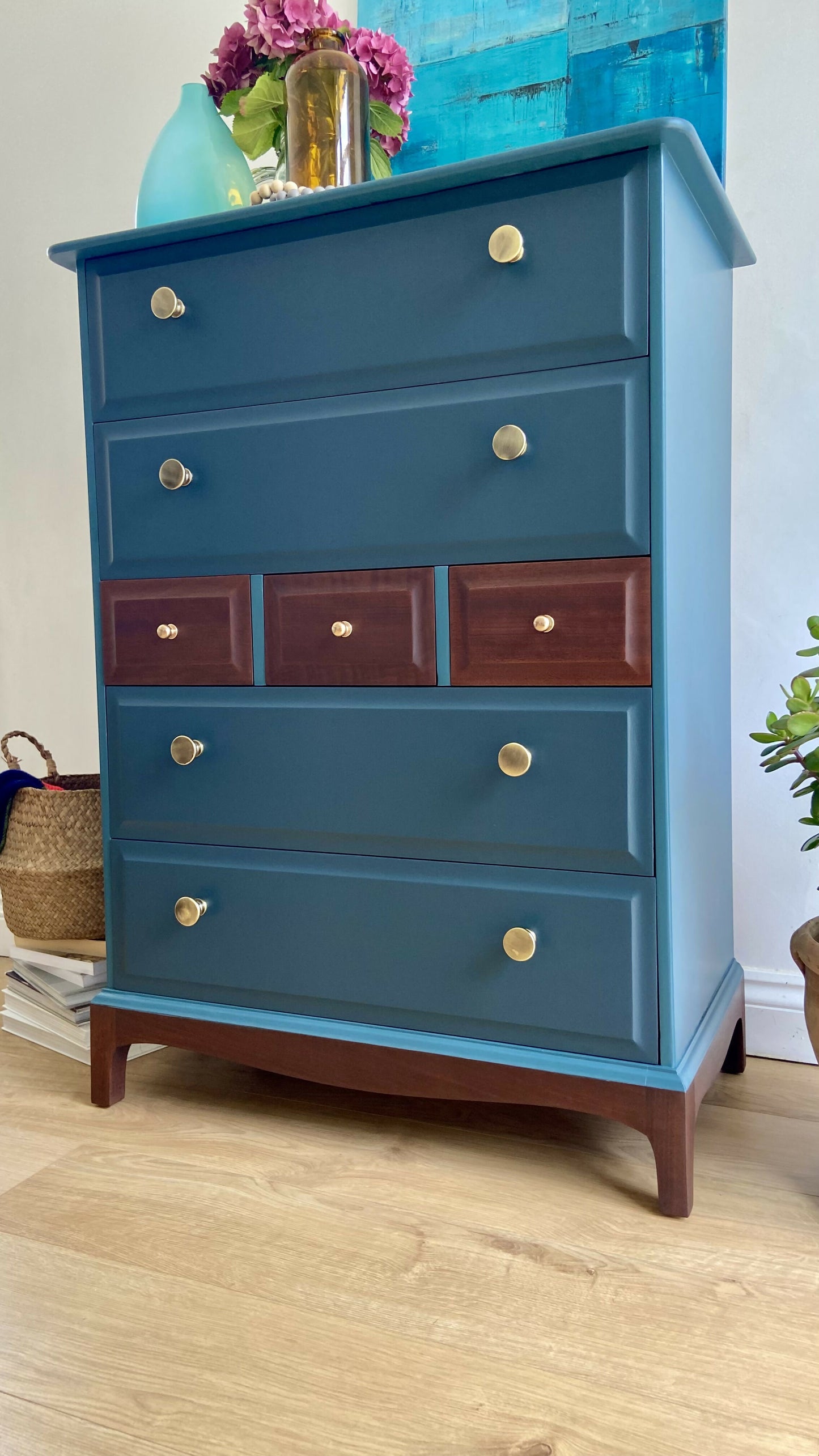 Stag Minstrel Chest of 7 Drawers upcycled in two tones Midcentury Modern