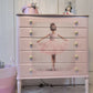 Upcycled French Chest of Drawers: Ballerina Decoupage, Blush Pink