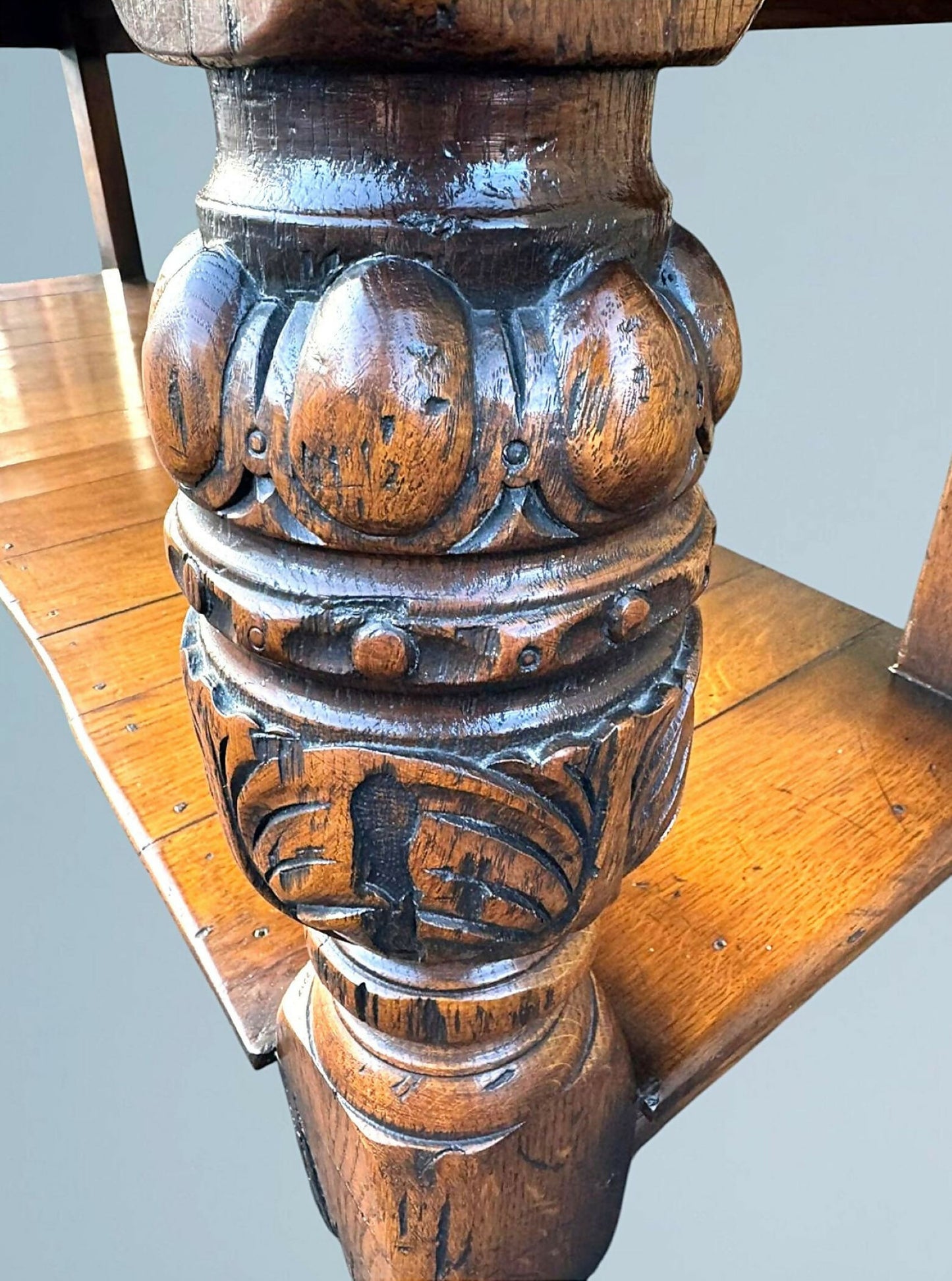 Antique Elizabethan Style Carved Oak Sideboard