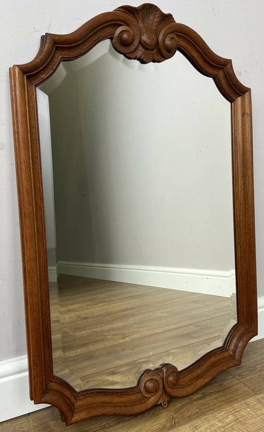 Mirror Vintage French Style Oak Carved Decorative Frame Wall Mirror LOT 6326