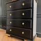 Vintage Unique Chest of drawers Star Burst Black Gold Dresser | Luxury Refurbished Bespoke Furniture