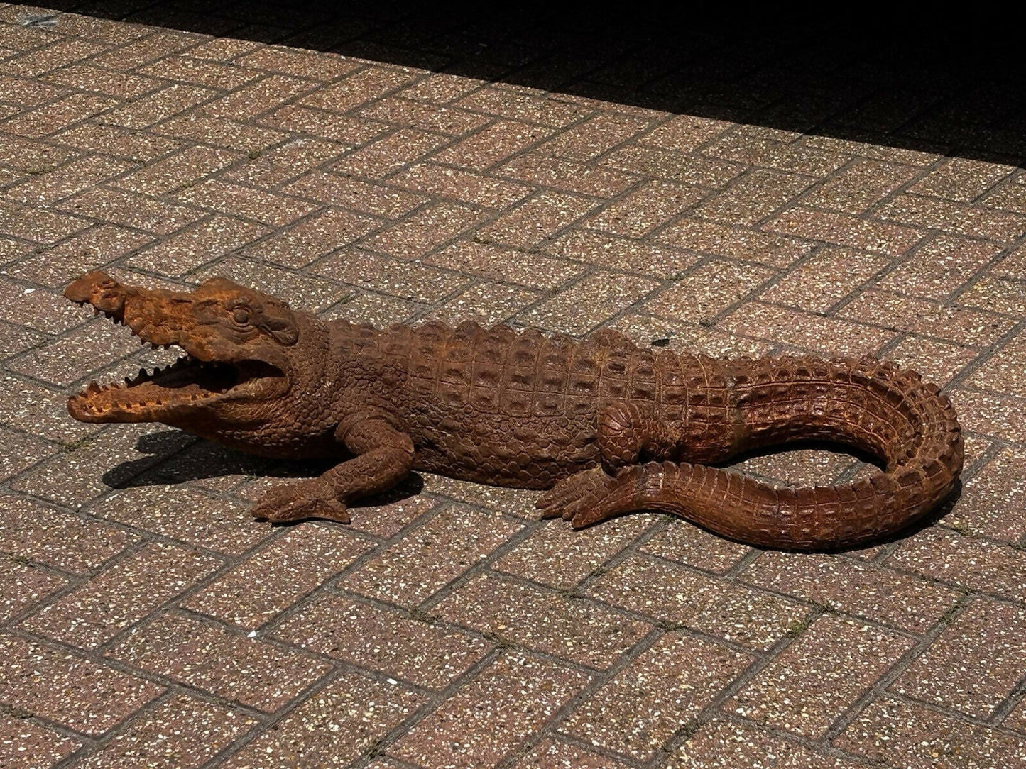 Cast Iron Crocodile, Large In Size. Vintage Garden Furniture