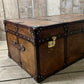 English storage trunk - hand dyed bespoke leather - custom coffee table