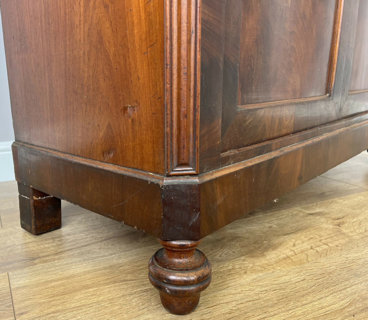 Wardrobe Antique French Burr Walnut Two Door Mirrored Armoire Cabinet LOT 6374