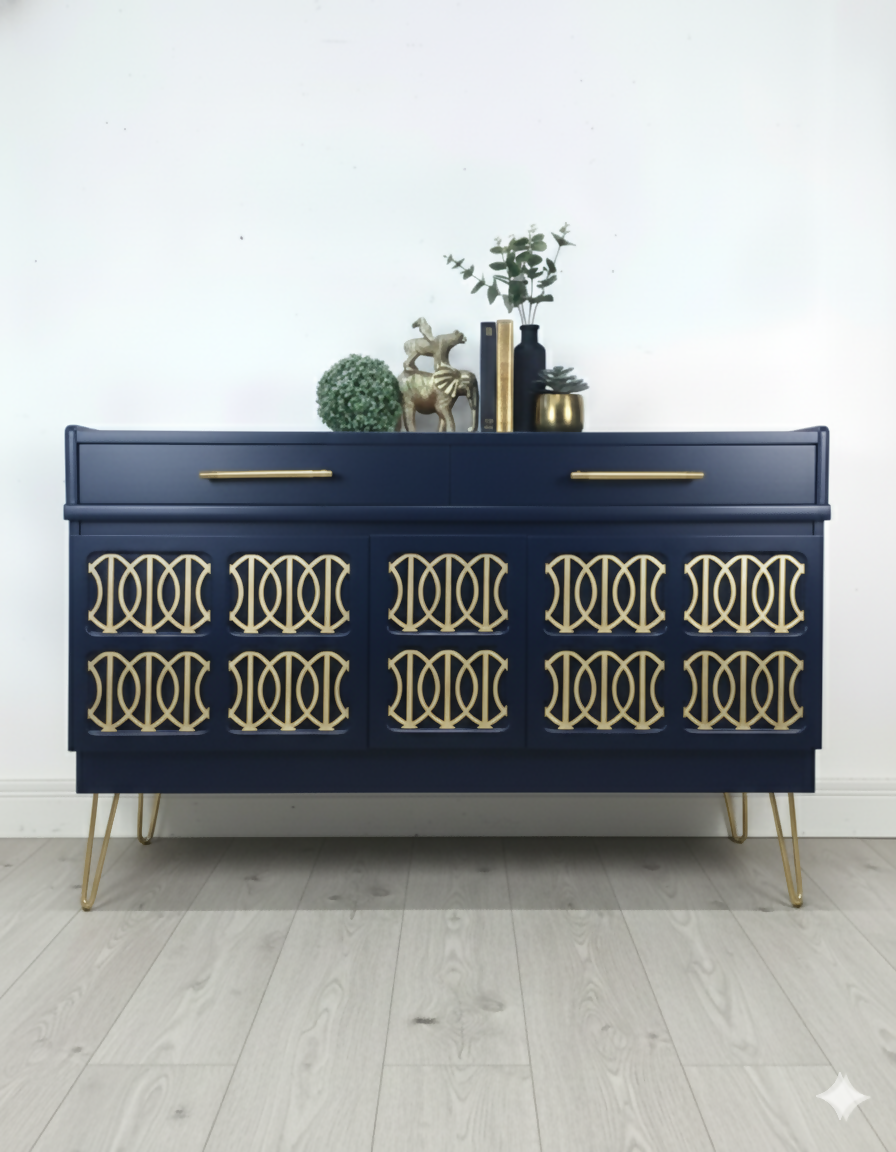 MADE TO ORDER-MIDCENTURY NATHAN NAVY BLUE SIDEBOARD