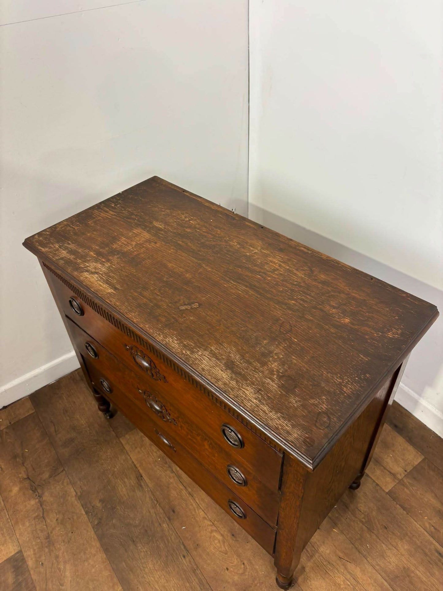 Vintage Oak Bedroom Chest of Three Drawers