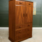 Large Mid Century Tallboy Linen Cabinet with Drawers
