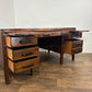 Mid Century Oak Kneehole Twin Pedestal Desk