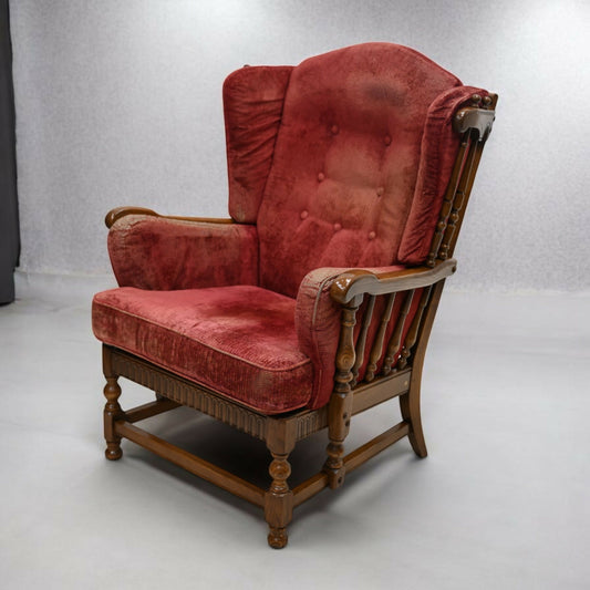 Ercol Cloister Wing Back Easy Fireside Armchair Red Golden Dawn *FREE Delivery