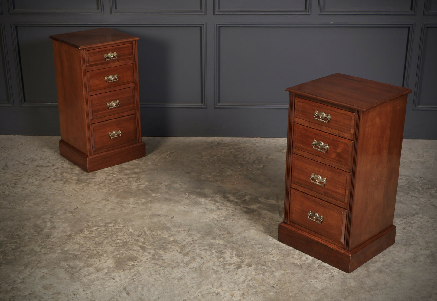 Pair Of Late Victorian Walnut Vintage Bedside Night Stands