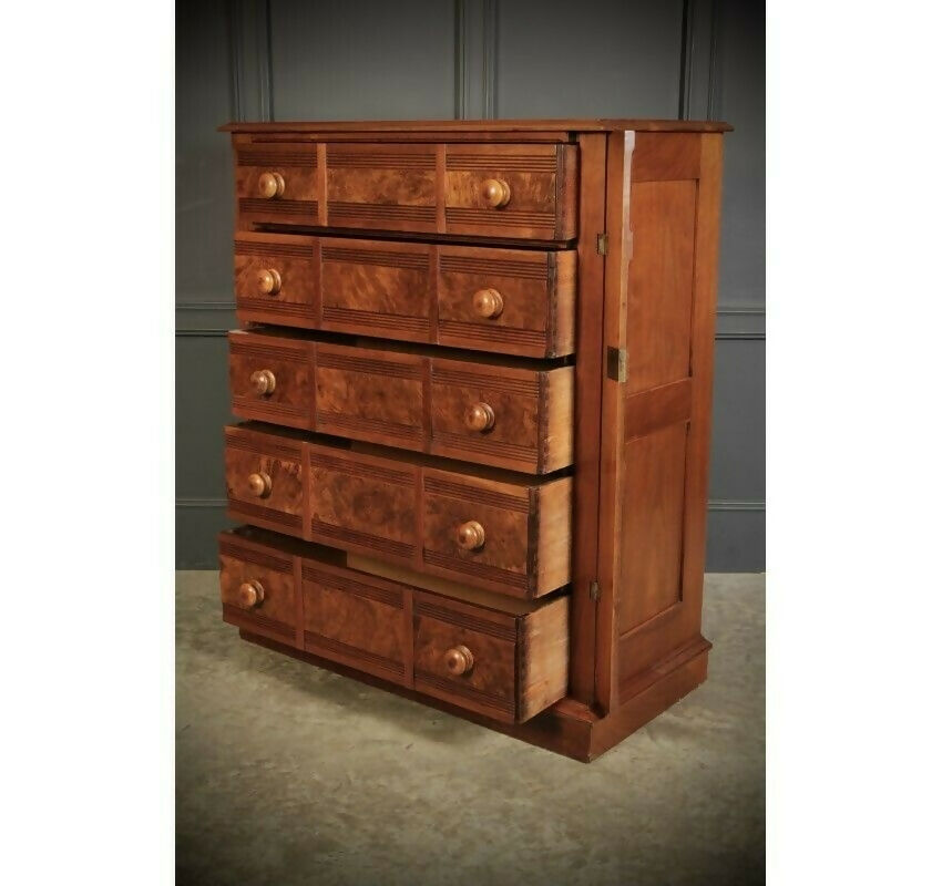 Late Victorian Walnut Tallboy Chest Of Drawers
