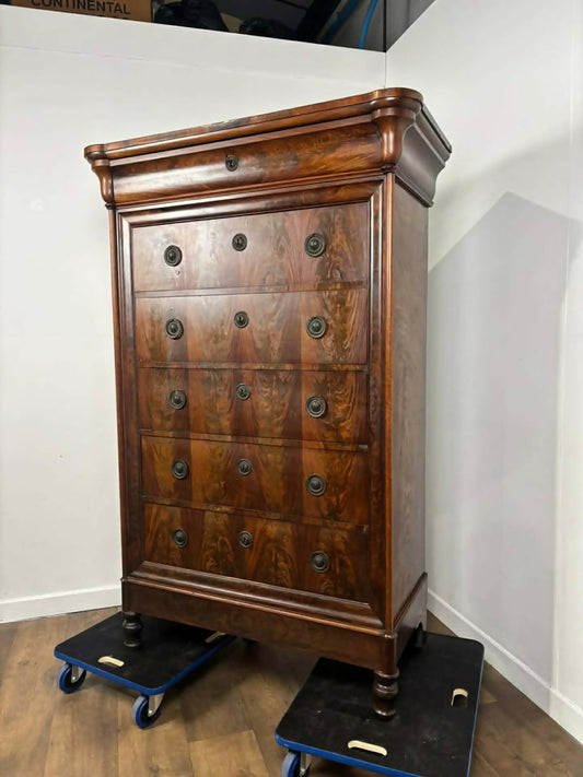 Victorian Flamed Mahogany Secretary Chest of Drawers