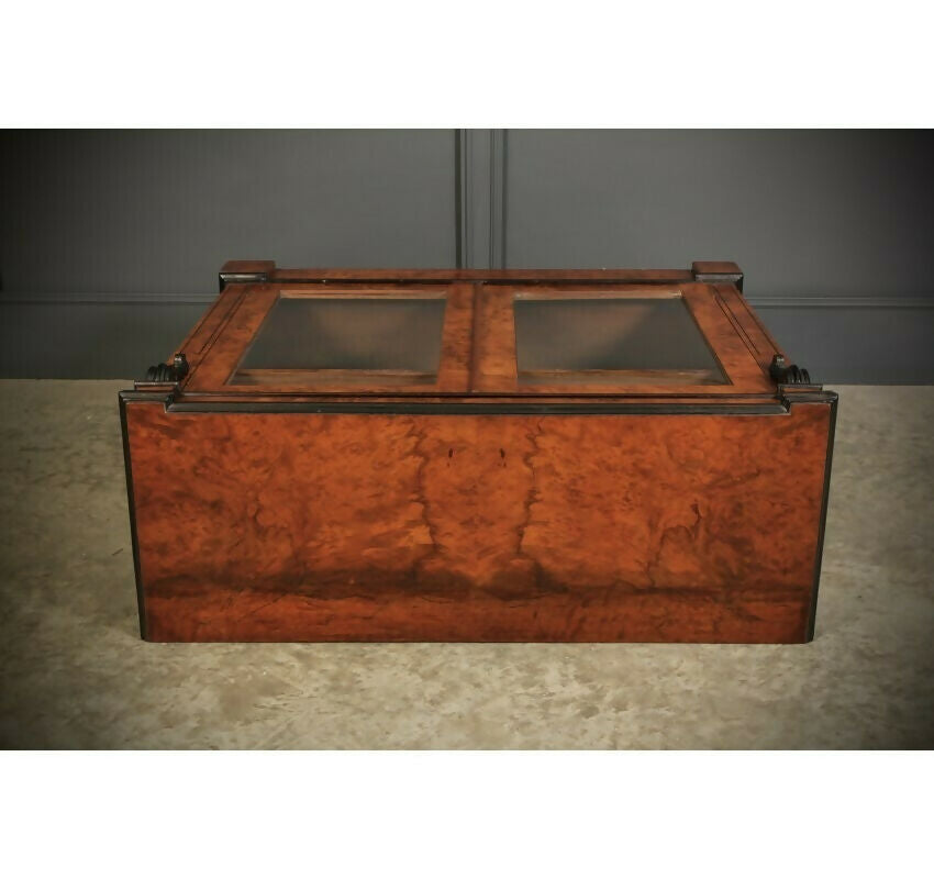 Vintage Victorian Glazed Figured Walnut Bookcase Display Cabinet
