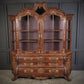 Large Marquetry Inlaid Walnut Bombe Shaped Vintage Cabinet