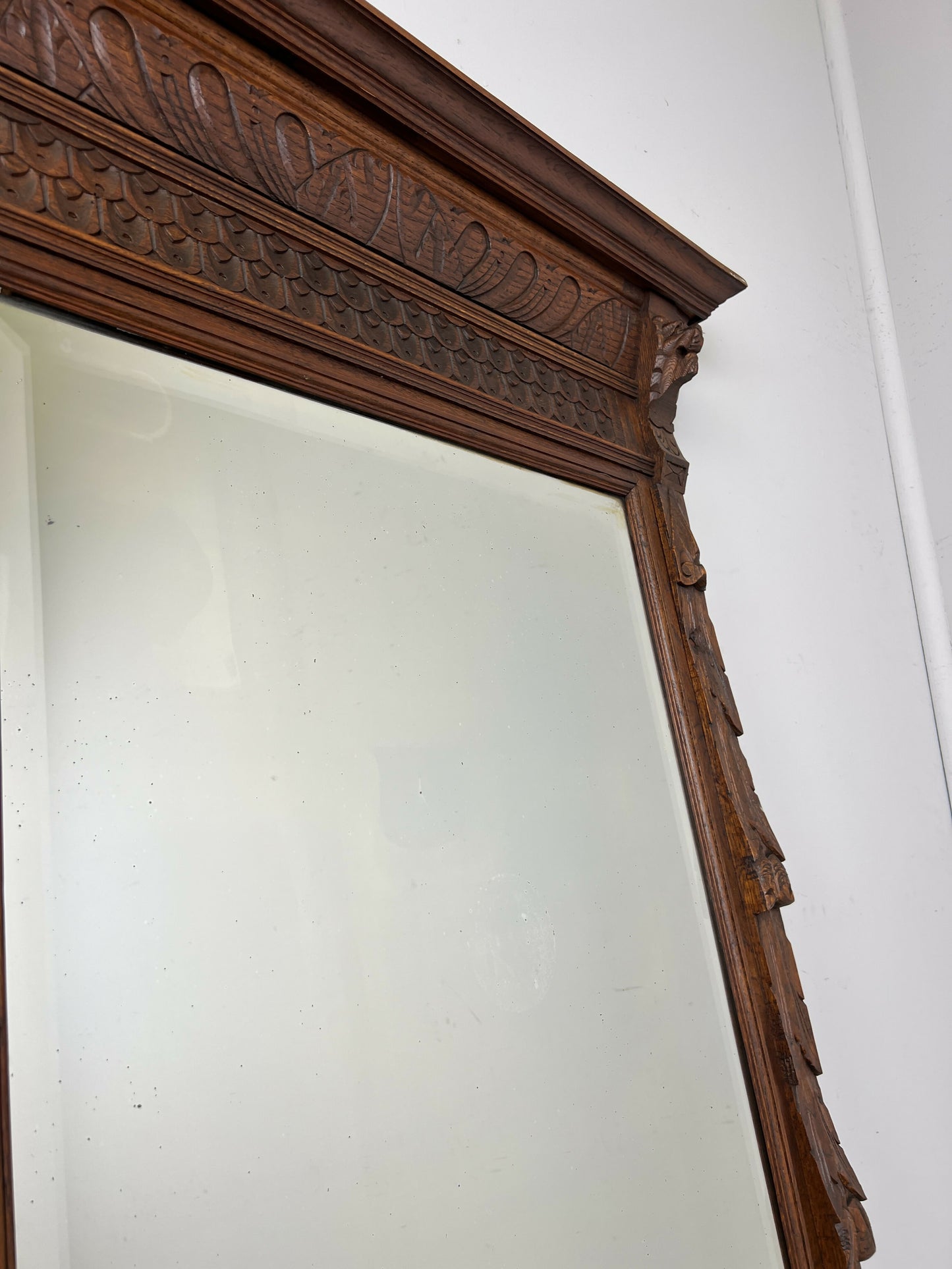 Mirror Antique French Oak Wall Mirror Home Decor Carved Wall Frame LOT 6371