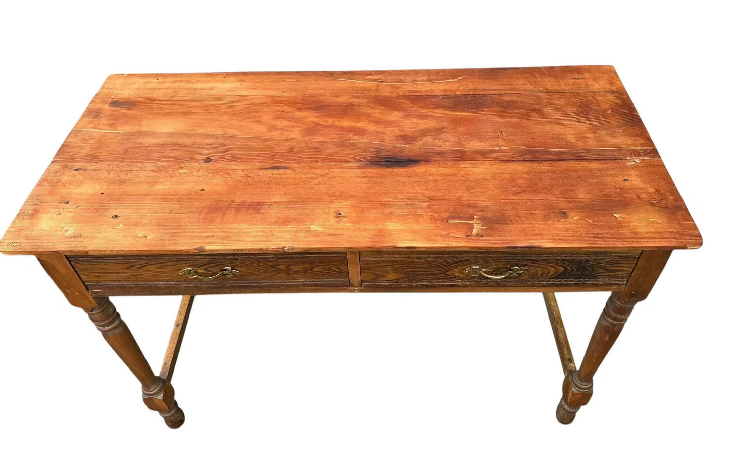 Antique 19th Century Rustic pitch pine side table desk