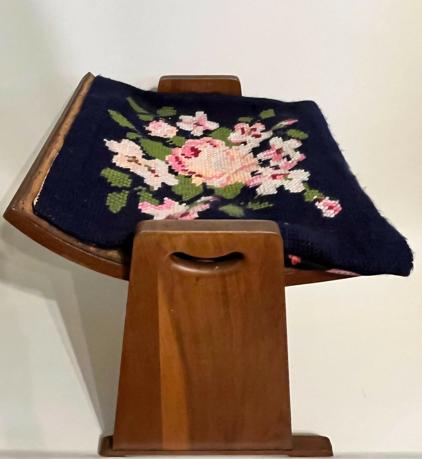 Gomme Vanity Stool Arts & Crafts Oak Floral Embroidery Seat or Piano Stool
