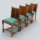 4 Old Charm Style Dining Chairs Oak Green Drop In/On Seats FREE UK Delivery*