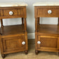 Pair of Bedside Tables Antique French Marble Top Oak Carved Cabinets LOT 6182