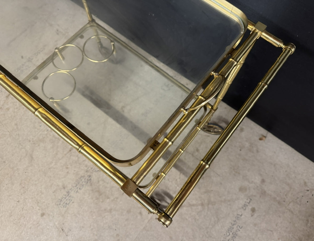 French Brass Faux Bamboo Cocktail Trolley