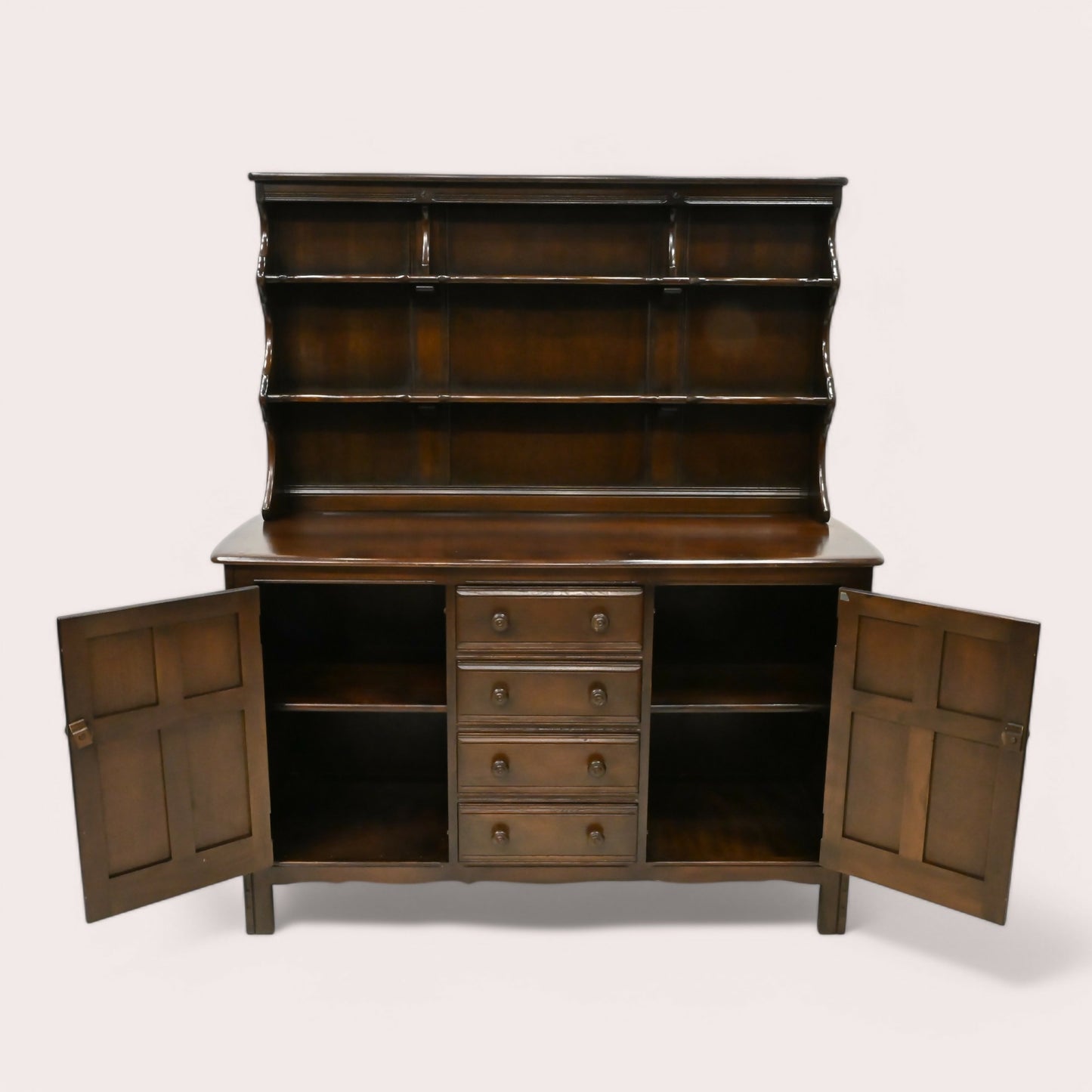 Ercol Dresser 4 Drawers 2 Cupboards and Shelved Top Dark Finish FREE UK Delivery. SBR10074/1302E