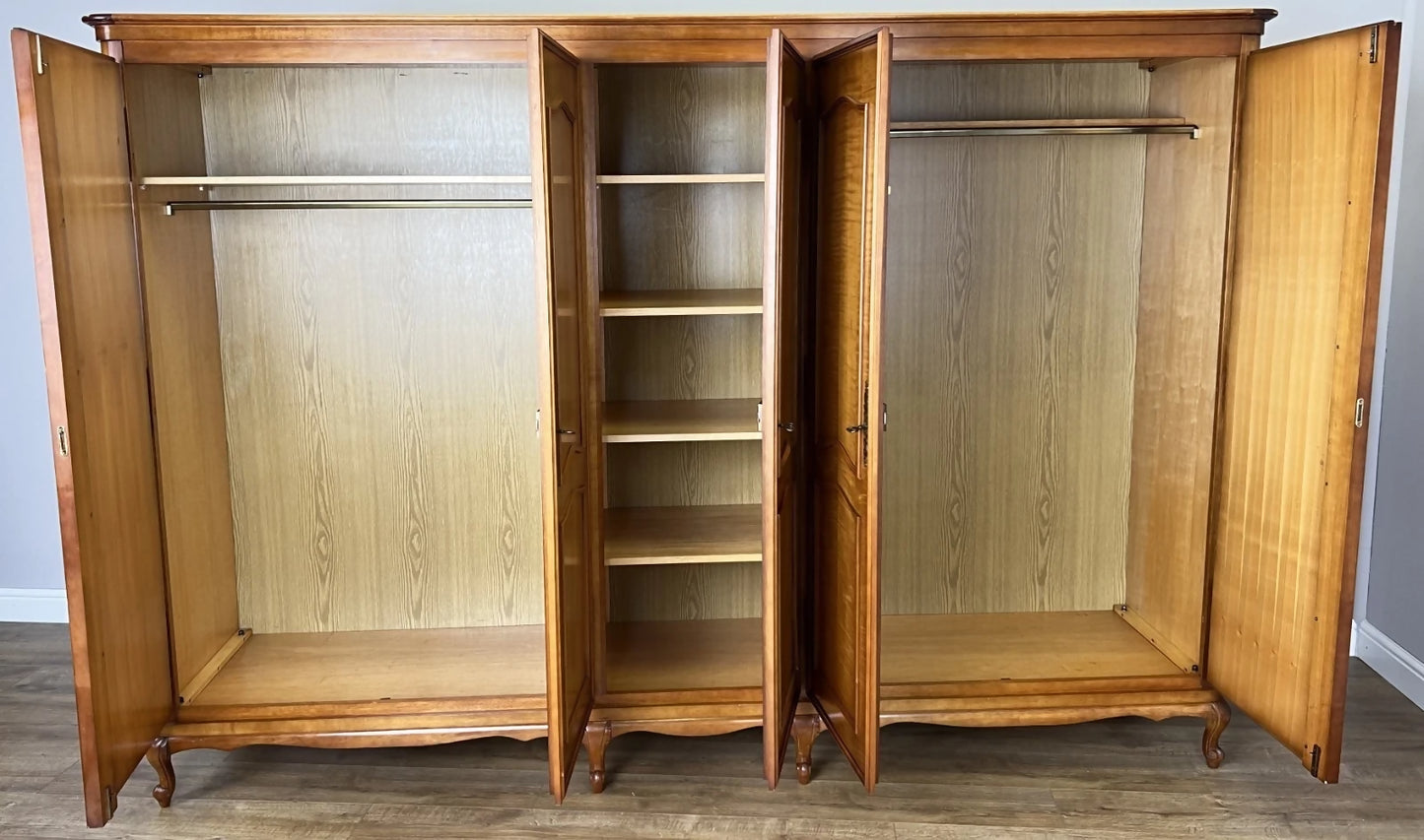 Wardrobe Vintage French Louis XVI Style Five Door Carved Armoire LOT 4985