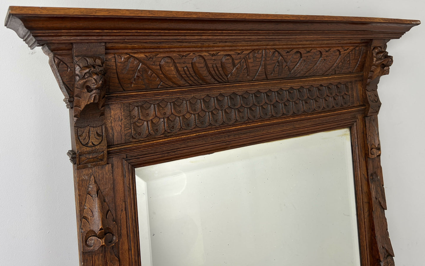 Mirror Antique French Oak Wall Mirror Home Decor Carved Wall Frame LOT 6371