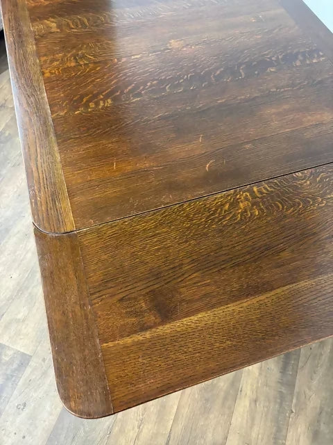 Vintage Oak Barley Twist Draw Leaf Dining Table