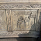French Carved Oak Tavern Scene Bench
