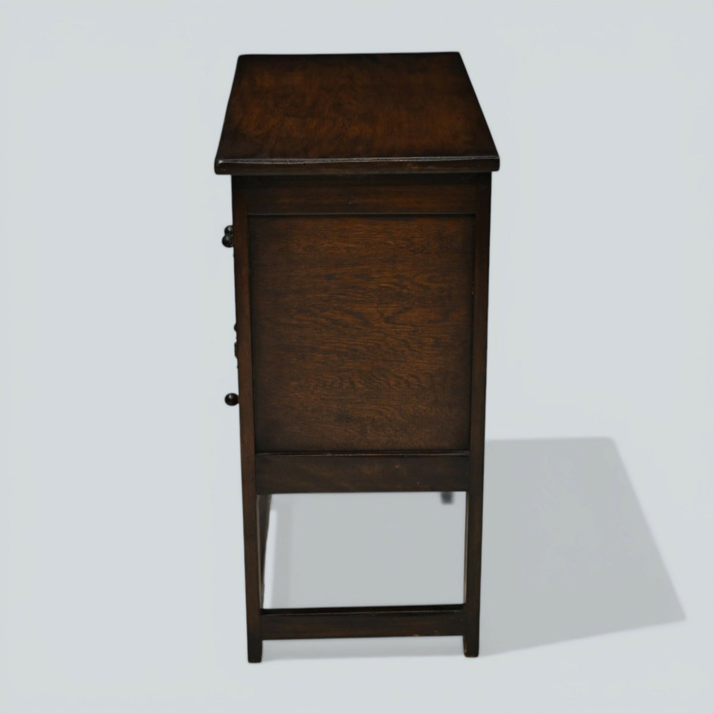 Vintage Oak Pedestal Cupboard Carved Narrow Drawer Double Doors FREE UK Delivery