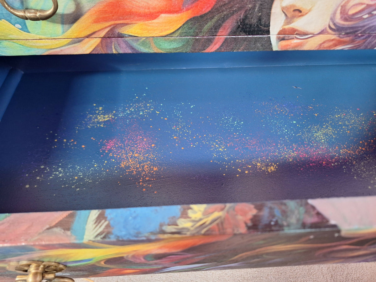 “Rainbow Mermaid” Vintage 4 Drawer Chest