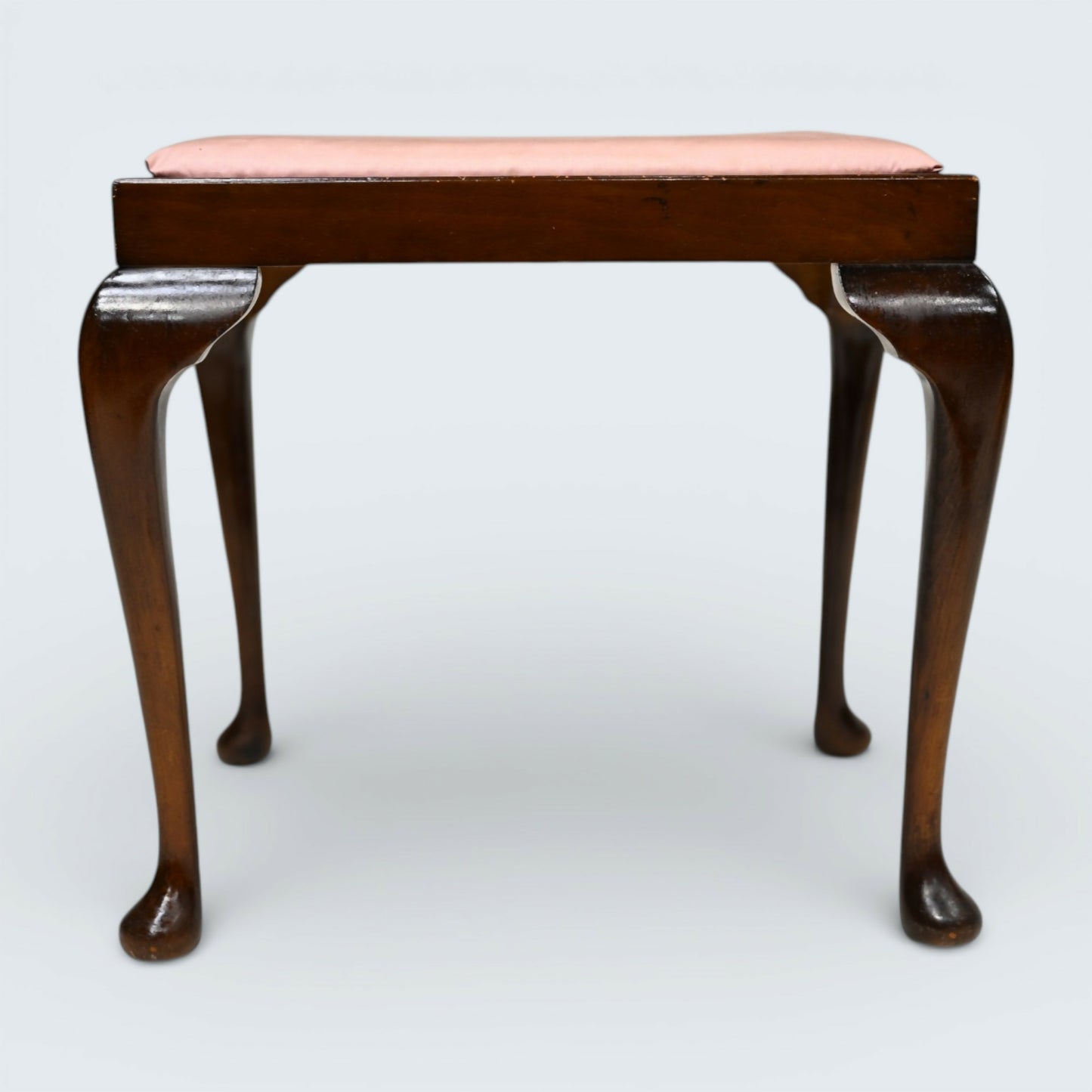 Vintage Dressing Table Stool Queen Anne Style Mahogany Pink FREE UK Delivery