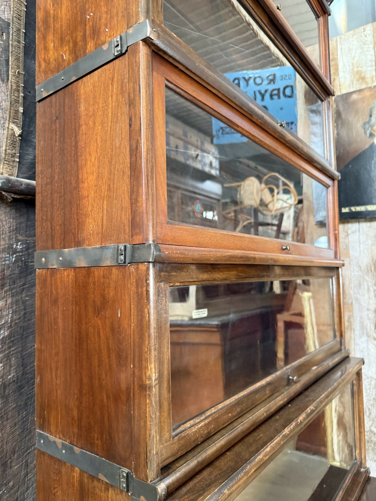 Vintage Modular Globe Wernicke Solicitor Barrister Six Stack Bookcase Glazed Cupboards, c1930