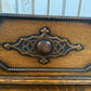 Antique 1920s Jacobean Revival Carved Oak Sideboard Geometric Buffet Cabinet