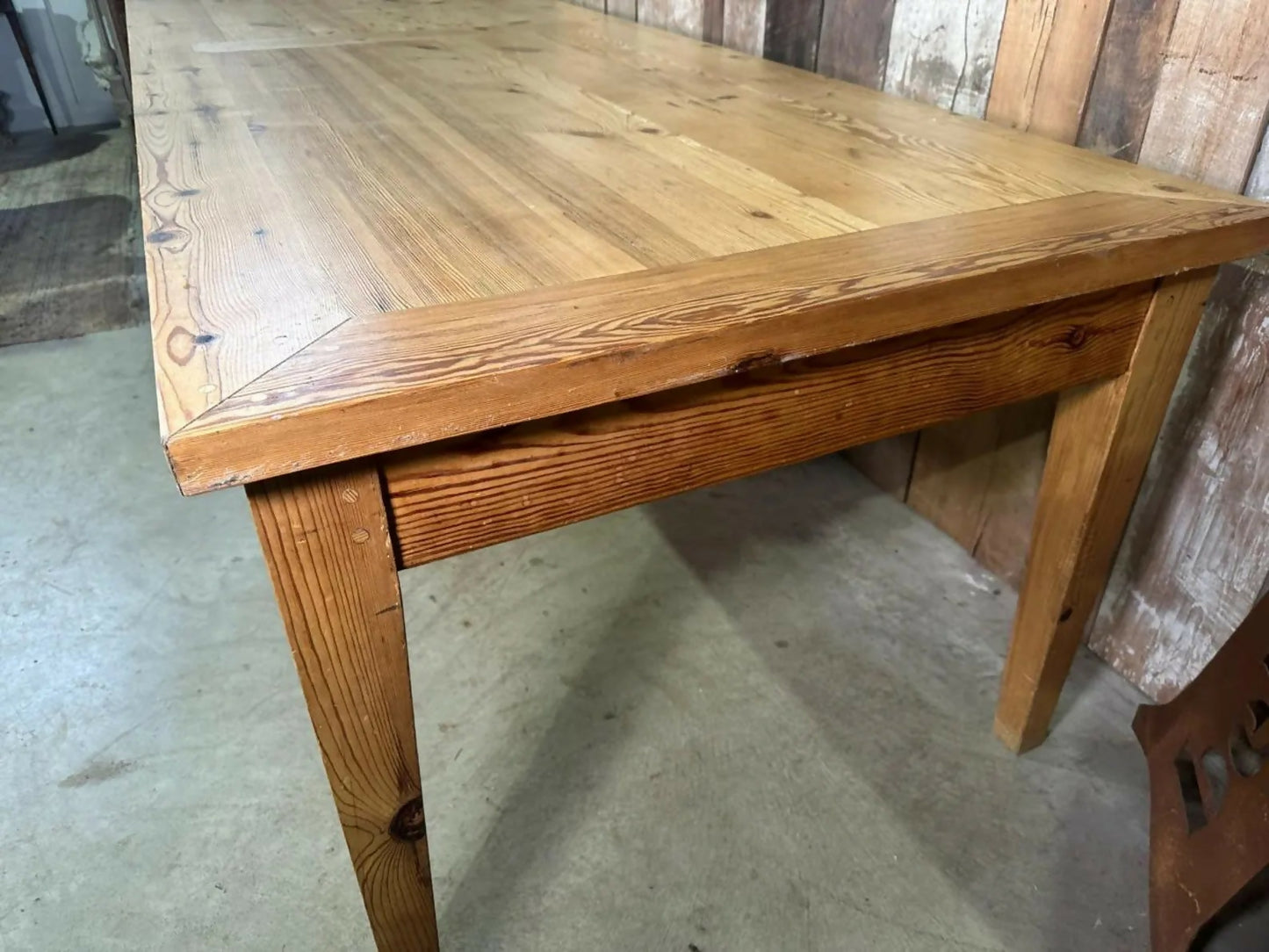 Antique Large Rectangular Long Pine Refectory Dining Table, C 1900. L300