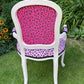 Bespoke Bold Upholstered Statement Chair – Pink Leopard Print & Designer Art Backrest